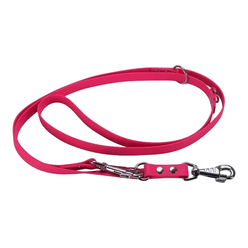 Laisse pour chien réglable en Biothane rose