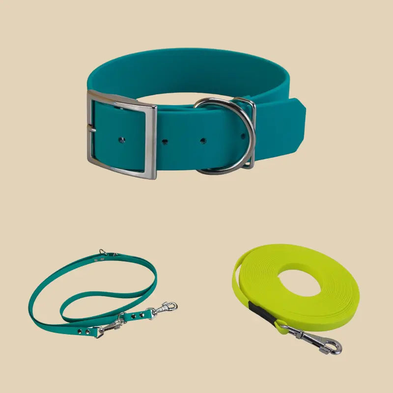 Système Terrain KLYP Large avec collier large, laisse réglable et longe 10 m en Biothane® pour chien